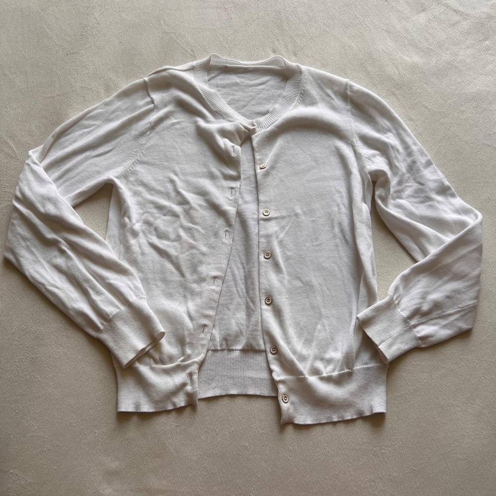 Simple Classic White Long Sleeve Button Up Cardiganl Balletcore Luxury Coquette